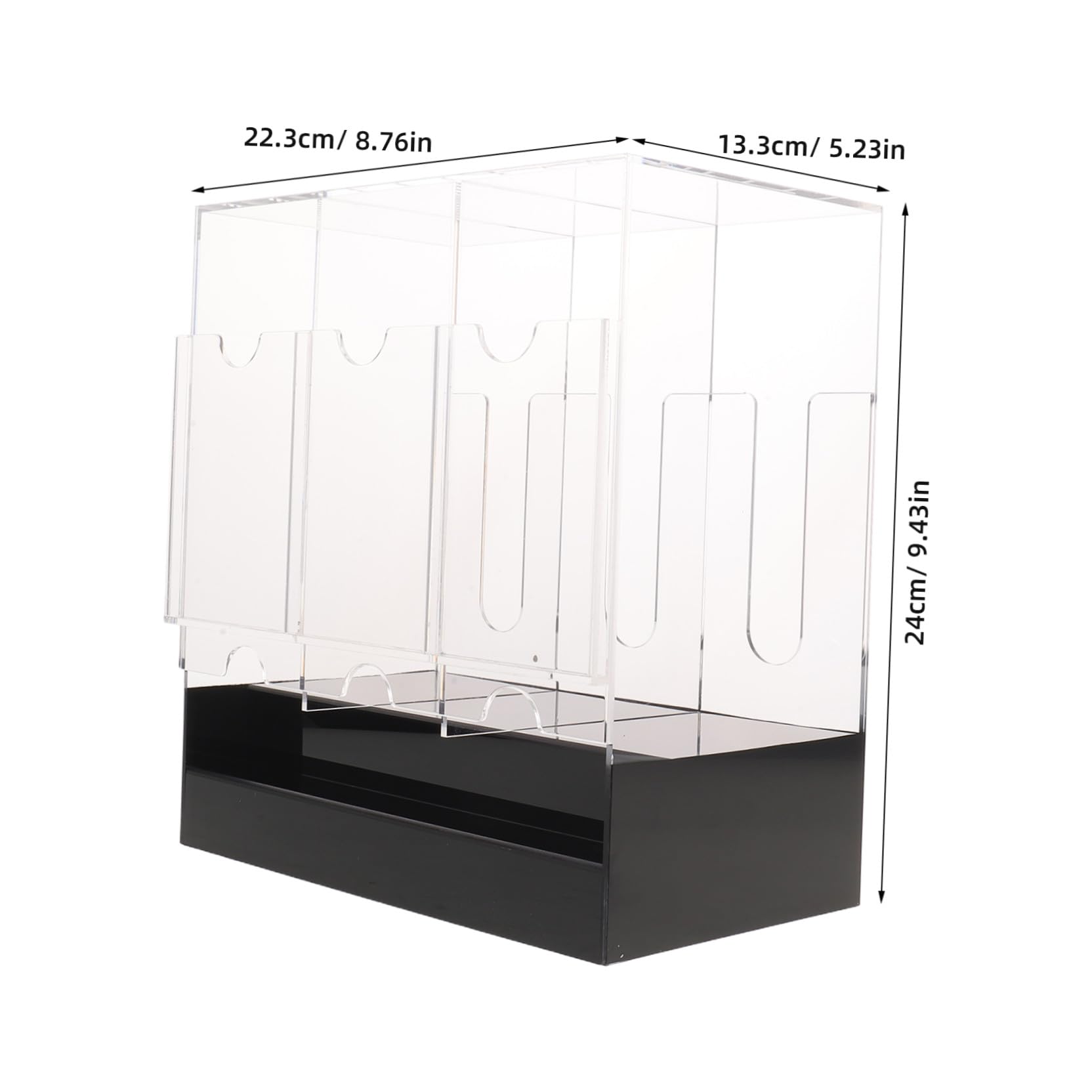 Toyvian Porta Carte da Gioco in Acrilico Trasparente con 3 Scomparti, Superficie Opaca, Dimensioni 24x22,3x13,3cm, per Esposizione e Organizzazione su Scaffali o Banconi Negozio