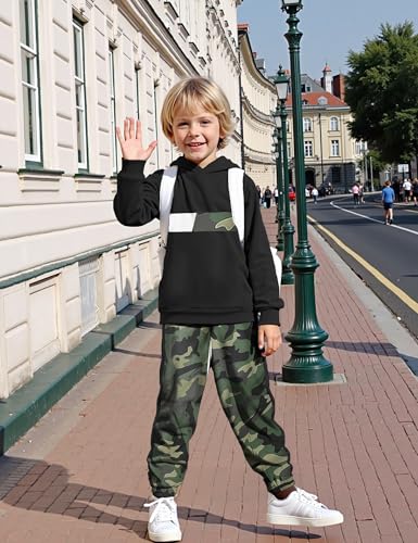 Image of Boys Clothes Boy Outfits 2-Piece Long Sleeve Hoodie and Camouflage Pants Boys Fall Winter Clothes for 6-16 Years