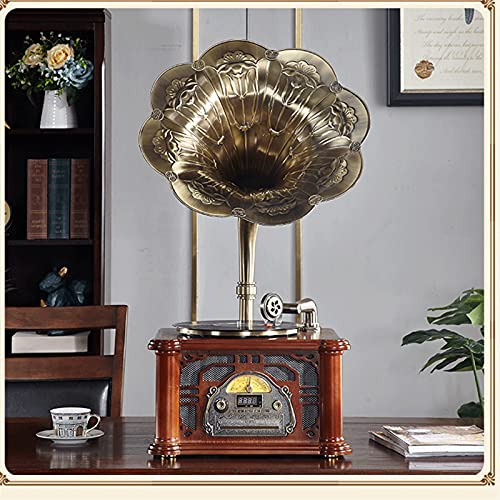 Platine Tourne-Disque rétro Tout en Un phonographe Vintage Gramophone nostalgique avec klaxon en cuivre, Haut-Parleur… - Les Beatles, Paul McCartney, John Lennon, RIngo Starr, George Harrison Platine Tourne-Disque rétro Tout en Un phonographe Vintage Gramophone nostalgique avec klaxon en cuivre, Haut-Parleur… – Image 4
