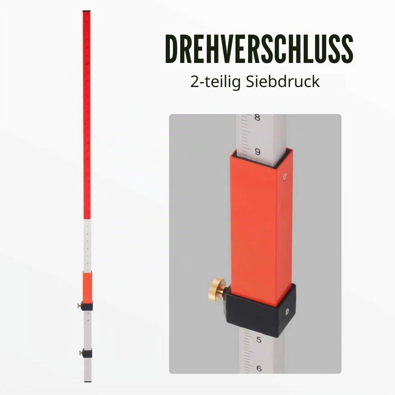 Laser-Grade-Stab, Laser-Wasserwaage für Rotationslaser mit Schnellverschluss-Aluminiumstab zum Messen
