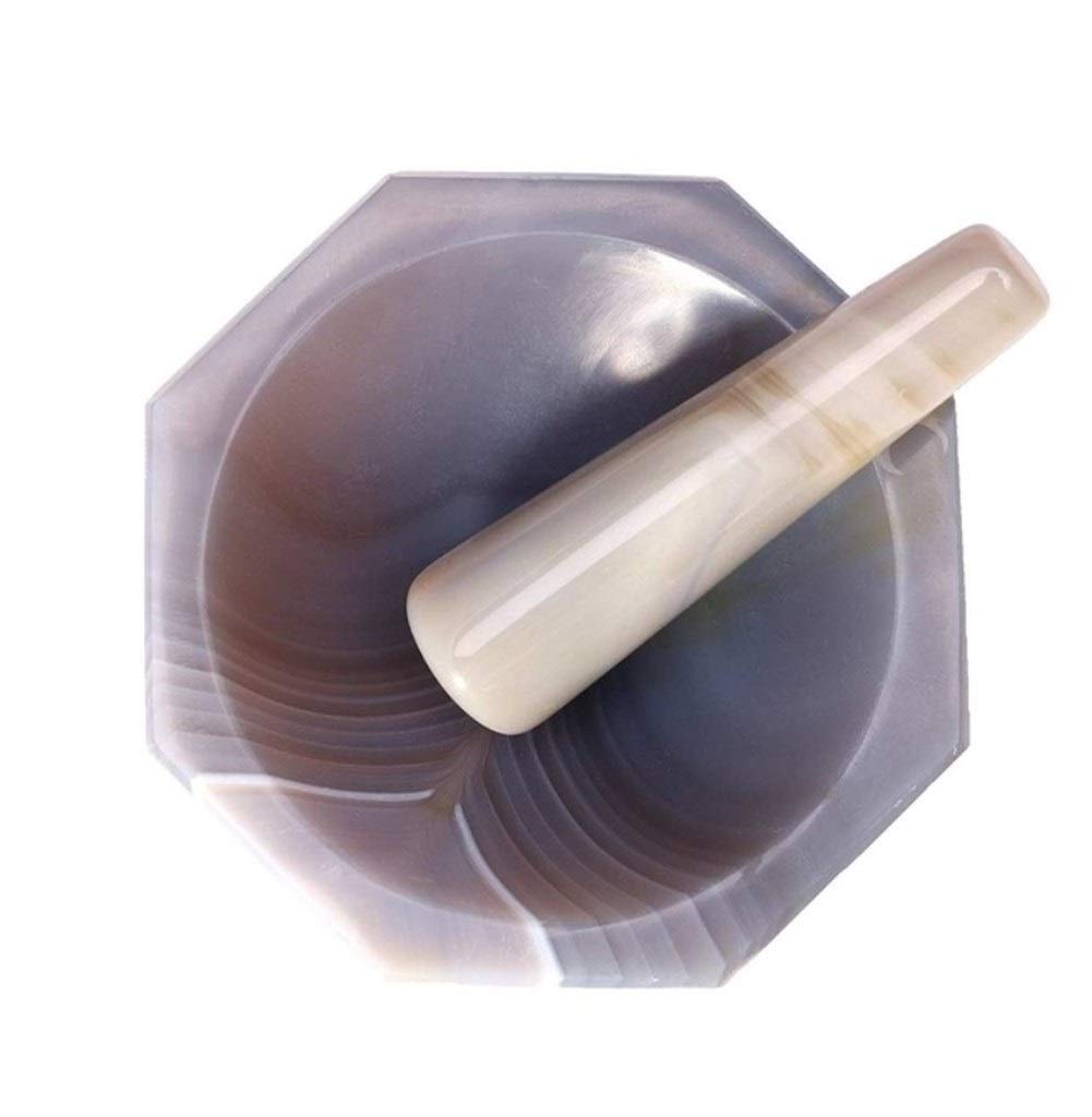Juego de molinillos de mortero de ágata Natural duraderos, molinillos de condimentos de Mano, mortero y Maja para Mezclar ajo y Pimienta, Herramienta de Cocina Simple y generosa