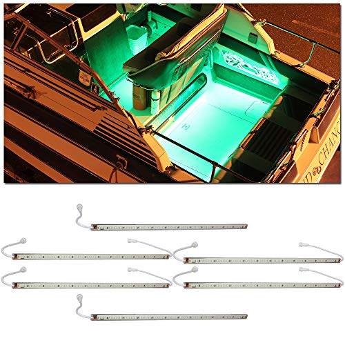 LEDGlow 6pc Green LED Boat Marine Deck Under Gunnel & Cabin Accent Lighting Kit - 24