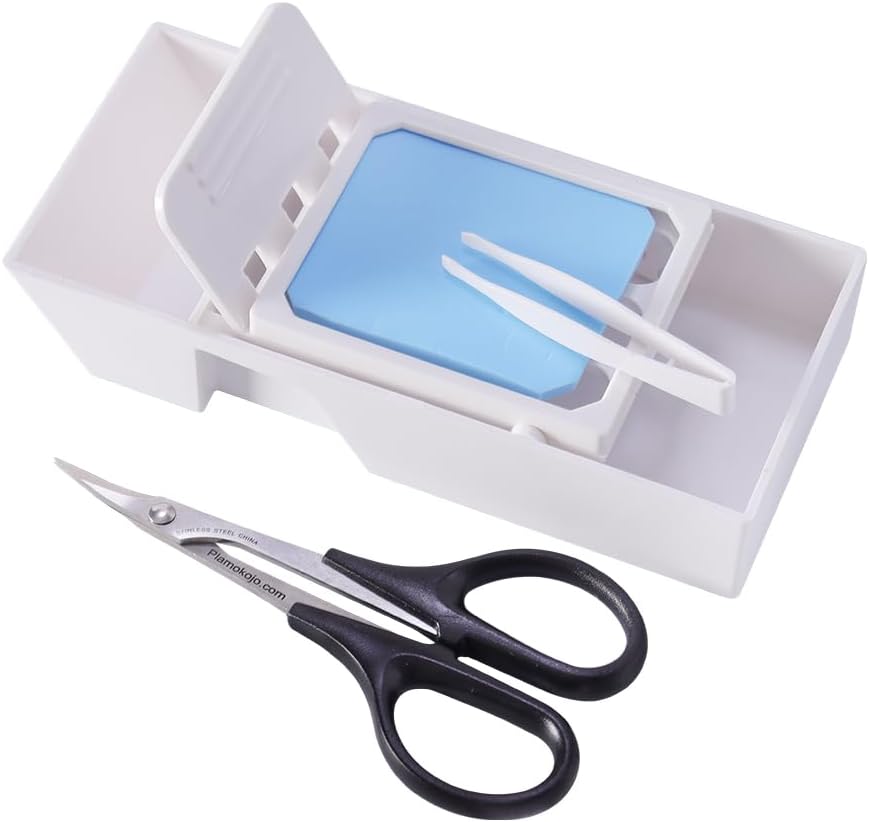 Model Decal Tool, Decal Box With Curved Scissors, Tweezers