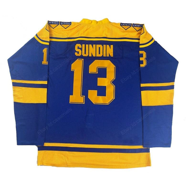 1991 Canada M Sundin #13 Team Sweden Hockey Jersey Sewn Name Number Multi