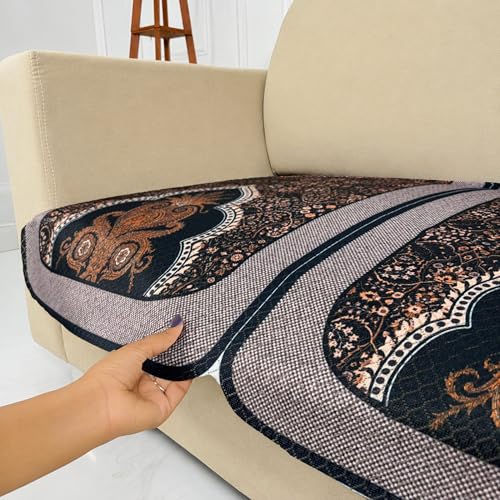 Image of Homerz Premium 'Maharaja Paradise Series' Sofa Cover | Net Fabric Sofa Cover | Washable, Anti-Dust Backed & Wrinkle Resistant Cover (Sheesh Mahal, 2 Seater, Only Seat Cover)