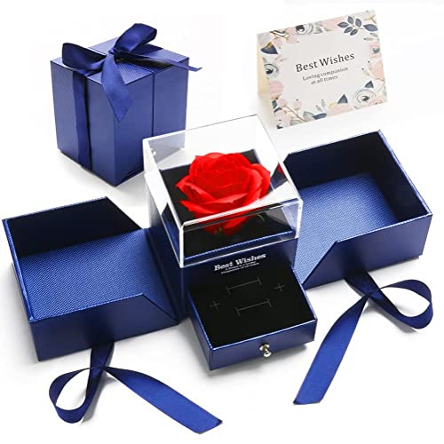 Punvot Rose Éternelles, Rose Eternelle Cadeau Fete des Meres, Eternelle Rose Boîte-Cadeau, Rose Eternelle Cadeau Femme, Cadeaux Romantiques pour Fête des Mères,Cadeau pour Maman,Collier boîte à Bijoux