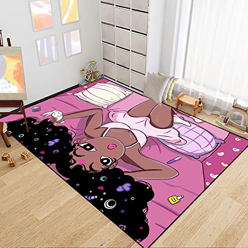 Black Magic Girl Area Rug Girls Room Decor Black Girl Rugs For Bedroom African American Girls Carpet For Living Room Pink Room Decor For Teen Girls Yoga Mats, 3'×5' #TOP10