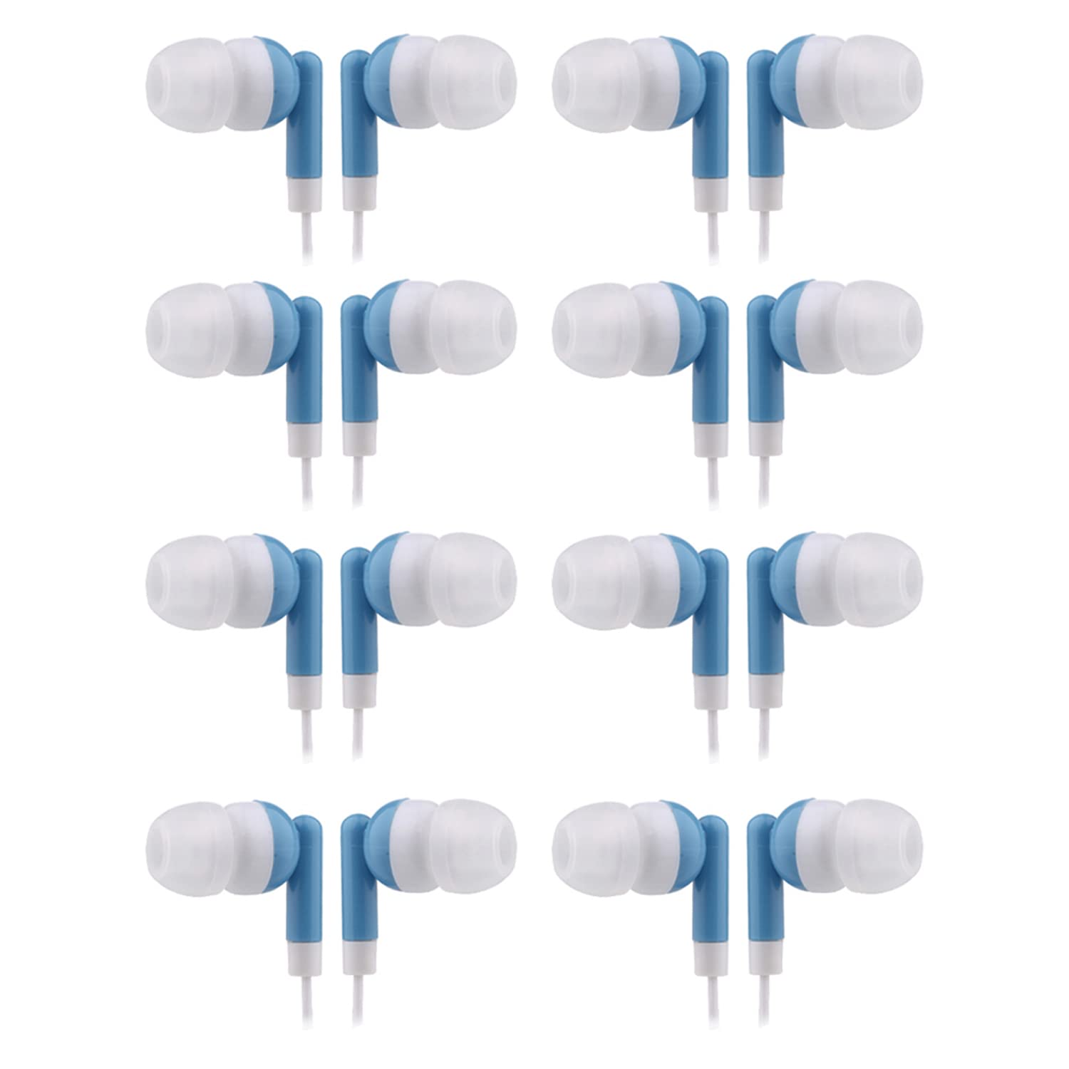 CN-Outlet Wholesale Earbuds Bulk Headphones Individually Bagged 50 Pack for iPhone, Android, MP3 Player for Schools, Libraries, Hospitals (Blue)