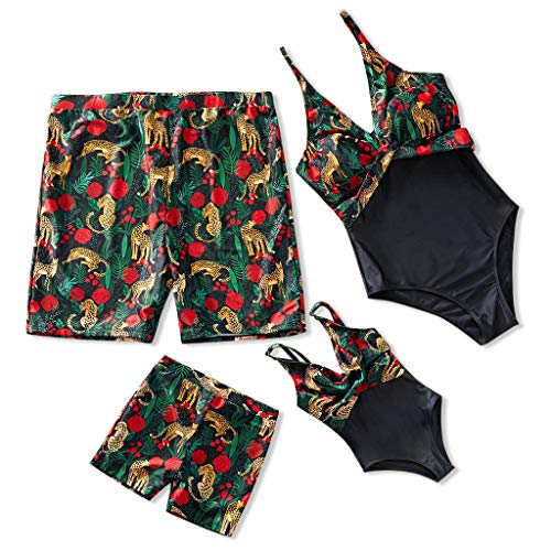 IFFEI Mommy and Me Swimsuit One Piece Leopard Printed V Neck Family Matching Swimwear Women: S