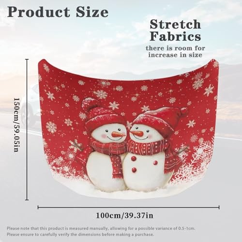 Image of Red Christmas Prints Car Cover - Elastic Polyester, Washable, Easy Installation for Car Hood - Christmas Decorations and Gifts