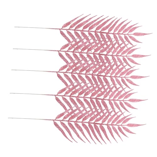 Alipis 5 Piezas Adorno Colgante De Hojas Espolvoreadas Suministros De Macramé Spray para Arbol De Navidad Tallos De Flores Falsas Selecciones para Arboles De Navidad El Plastico Rosa