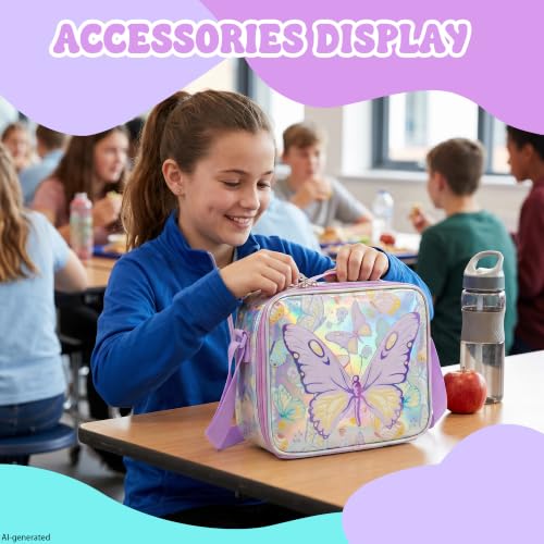 Image of HTgroce Kids Rolling Backpack for Girls Backpack with Wheels 3pcs Rolling Backpacks for Kids, 16.5 inch Roller Backpacks for Girls with Lunch Box Pencil Case