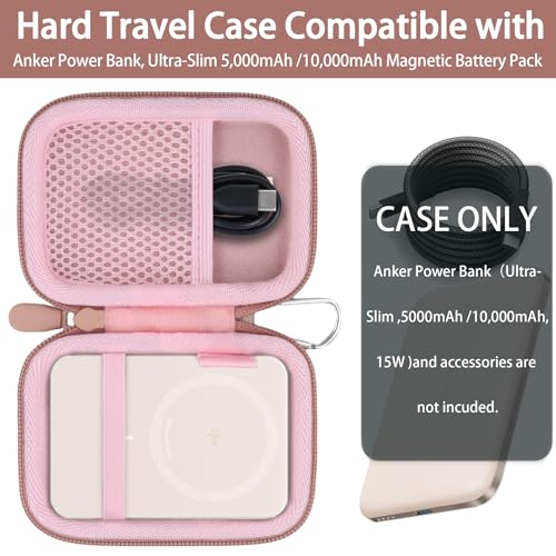 Image of khanka for Anker Nano Power Bank Ultra-Slim 5,000Mah & Maggo Power Bank 10K Case,Compatible with Anker A1665 /A1664 Slim Magnetic Charger,Protective Carrying Case Only (Pink)