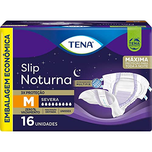 Tena Slip Noturna, Fralda Geriátrica para Incontinência Urinária, M - 16 unidades