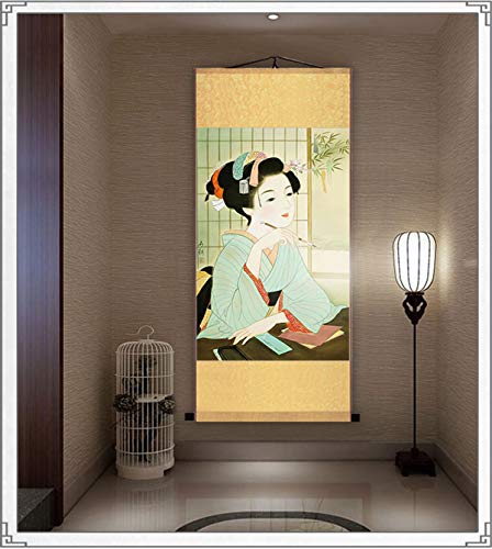 Zzooi Asian Art Japanese Style Wall Art Hanging Painting,Geisha Girl Ukiyoe #TOP1