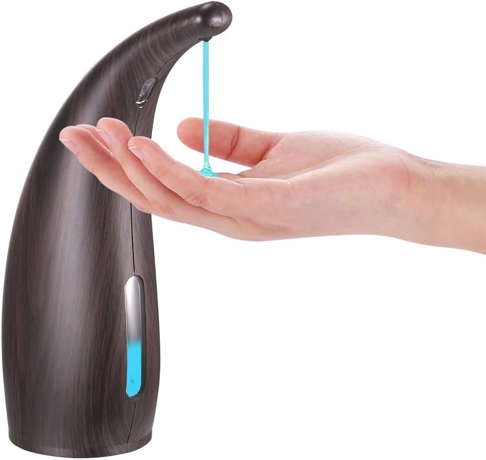 Automatic Soap Dispenser, DDSKY 300ML/10.14OZ Touchless Soap Dispenser Waterproof Liquid Hands Free Auto Soap Dispenser with Infrared Motion Sensor for Bathroom Kitchen, Black Wood