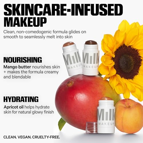 Image of Milk Makeup Mini 12HR Hydro Grip Primer + Full Size Matte Bronzer Gift Set - Hydrating Face Primer 0.33 oz + Cream Bronzer Stick in Baked (Medium Bronze) 0.19 oz - Travel Friendly, All-Day Wear