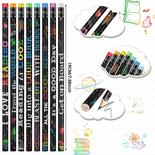 Pasimy 120 lápices de grafito motivacionales con borrador miniatura 2