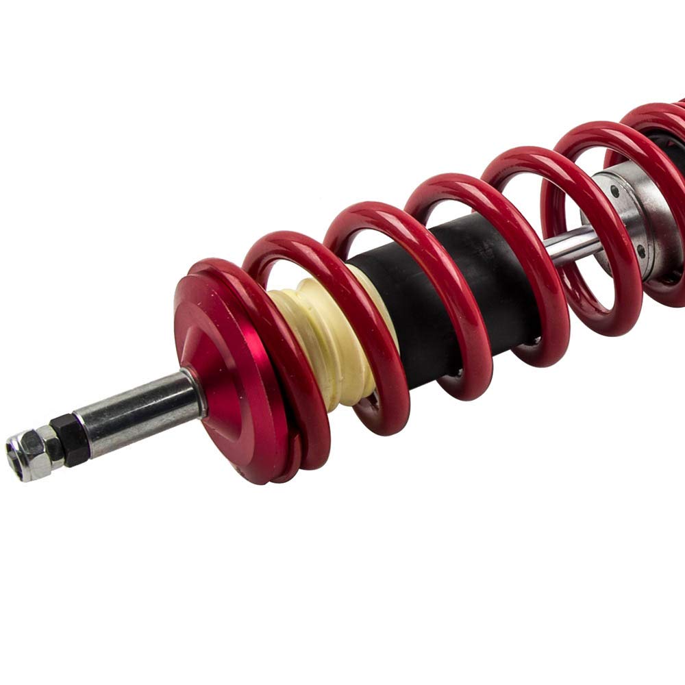 maXpeedingrods 4 Lots de Coilover Combinés Filetés pour VW Corrado Golf MK2 MK3 Jetta II, Kit de Ressorts Amortisseurs Suspension Hauteur Réglable - Rouge
