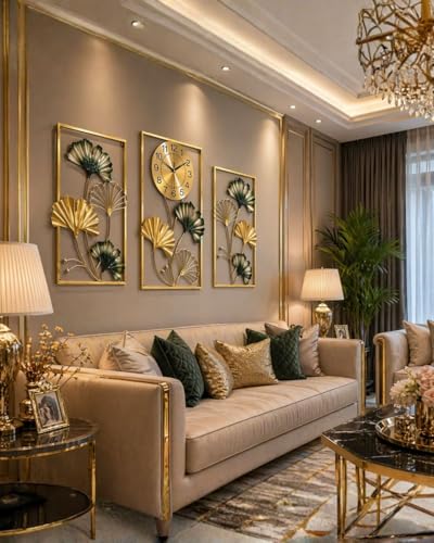 Image of Metal Wall Clock Antique Design Big Wall Clock for Bedroom, Living Room, Stylish Designer Big Unique Clock for Wall