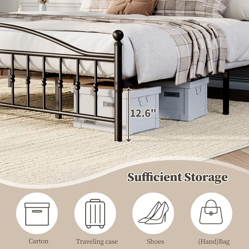 Garvee Platform Bed Frame, Full Size Metal Bed with Vintage Circular Headboard, Heavy-Duty Iron Construction, No Box Spring Required, Noise-Free, Easy to Assemble, Black by Garvee - Image 4