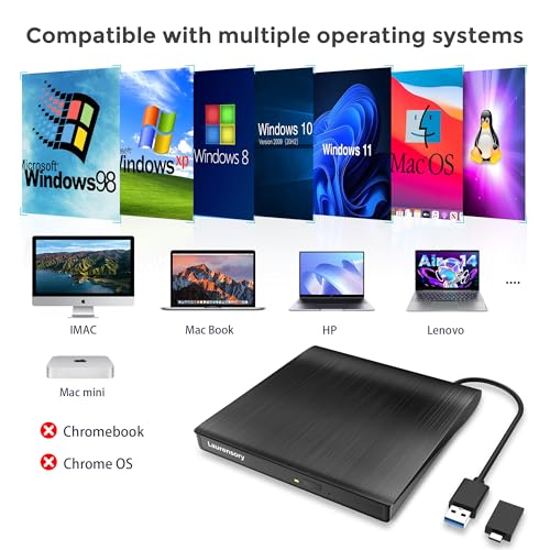 undefined External DVD Drive USB 3.0 Type-C USB Portable Player for Laptop CD DVD +/-RW Disk Drive CD ROM Burner Writer CD/DVD Burner Reader Compatible with Desktop Windows Linux OS Apple MacBook の商品画像 5