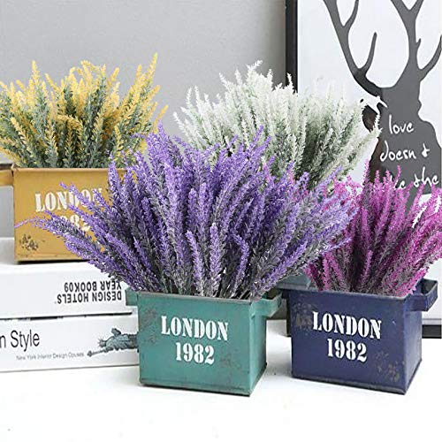 Recutms 8 Bunches Artificial Lavender Flowers For Outdoors Pieces To Make A Bountiful Flower Arrangement Nearly Natural Fake Plant To Brighten Up Your Home Decor Party Wedding Garden Patio(Yellow) #TOP5
