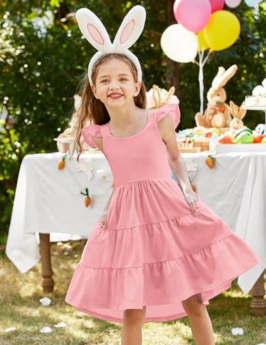 Arshiner Toddler Dress Little Girls Summer Cotton Backless High Low Hem Beach Casual Sundress with Pockets3