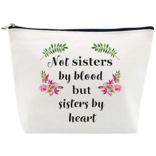 Sister Gifts Friendship Gifts Best Friends Gifts for Women Birthday Not Sister by Blood but Sister by Heart Makeup Bag for Teacher Nurse Classmate Coworker Going Away Gifts