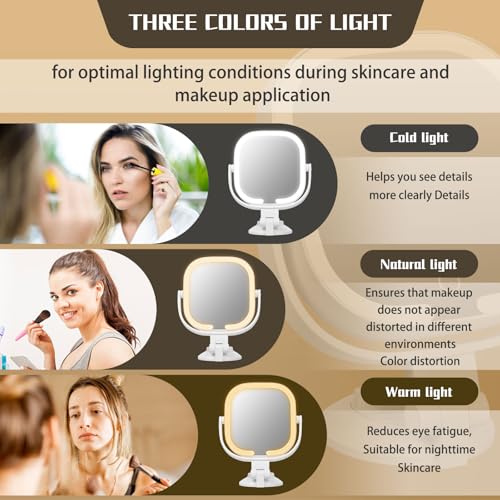 Espejo para maquillaje rectangular con luz y aumento 30X miniatura 3