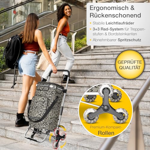 maxVitalis Einkaufstrolley Treppensteiger mit Kühlfach, Einkaufsroller klappbar, Shopping Trolley höhenverstellbar, Reflektoren, abnehmbare Tasche 43 L, Hackenporsche (Treppensteiger-Trolley, Taupe) – Bild 7