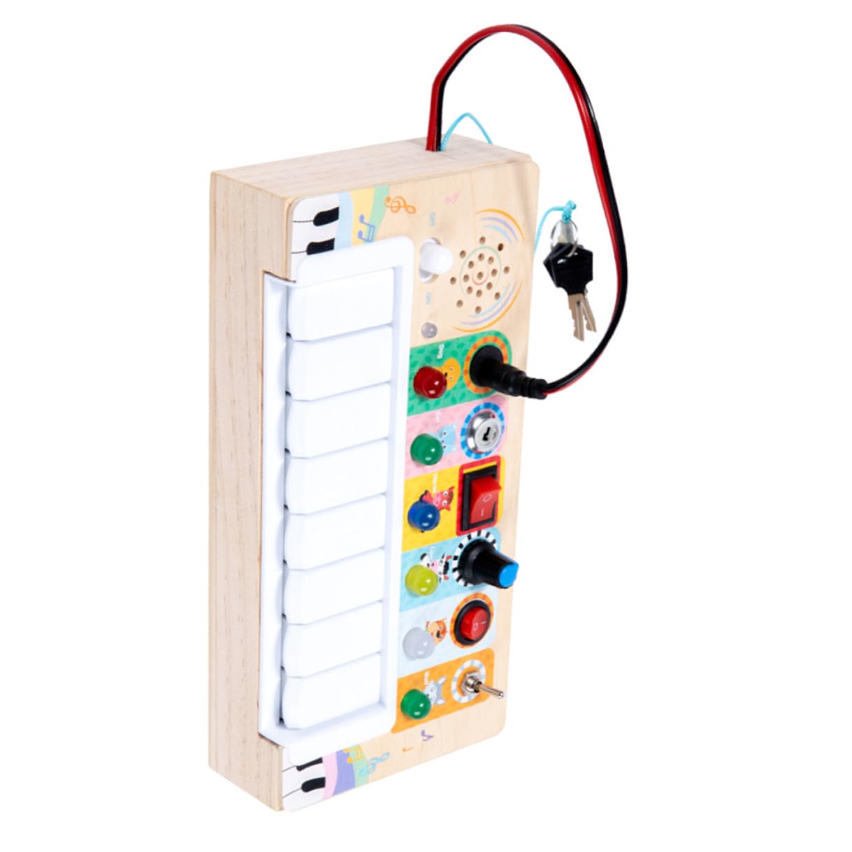 Juguete Piano Electrónico Infantil de Madera Portátil para Niños Luces LED y Interruptor, Instrumento Musical Educativo para Aprendizaje y Entretenimiento en Interiores