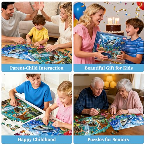 Sitodier Puzzles for Kids Ages 3 4 5 6, 2 Pack 100 Pieces Jigsaw Puzzles for Kids 3-5 4-6 (Forest Animals and Ocean Life), Learning & Educational Games Beautiful Xmas Birthday Gifts for Kid 3-8 miniatura 6