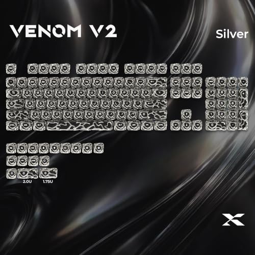 Image of XVX Venom Keycap 60 75 100 Percent, Translucency Keyboard Keycaps w /Hollowed-out Design, ABS+PC Material Keycaps, MOA Profile Keycap, Full 120 Key Set for MX Mechanical Gaming Keyboards (Silver)