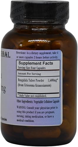 Miniatura 2 de Barlowe's Herbal Elixirs Bangalala (Eriosema Kraussianum) | Cápsulas en polvo | 400 mg por cápsula | Hierba de vitalidad masculina sudafricana | 60