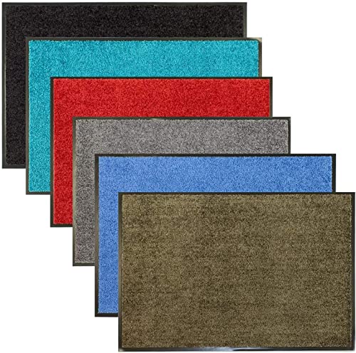 FB FunkyBuys Tapete antideslizante para interior y exterior, tapete de barrera lavable para puerta delantera y suelo, tapete de entrada absorbente (gris, 60 x 80) Cover