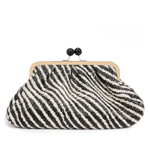 Straw Clutch Purse for Women Classic Beach Clutch Woven Summer Bag Dumpling Wicker Handbag for Summer Daily Vacation Use