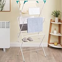 Vivo Technologies 3 Tier Deluxe 14m Foldable Clothes Airer, Washing Line Horse Laundry Dryer Indoor Folding Drying Racks 4 Corner Hooks White