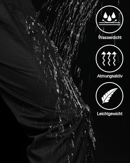 Image of Waterproof Rain Trousers, Breathable Outdoor Pants for Men and Women, Black