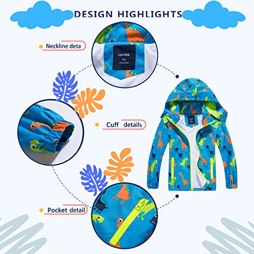 Image of Boys Rain Jacket with Detachable Hood Lightweight Raincoats for Kids