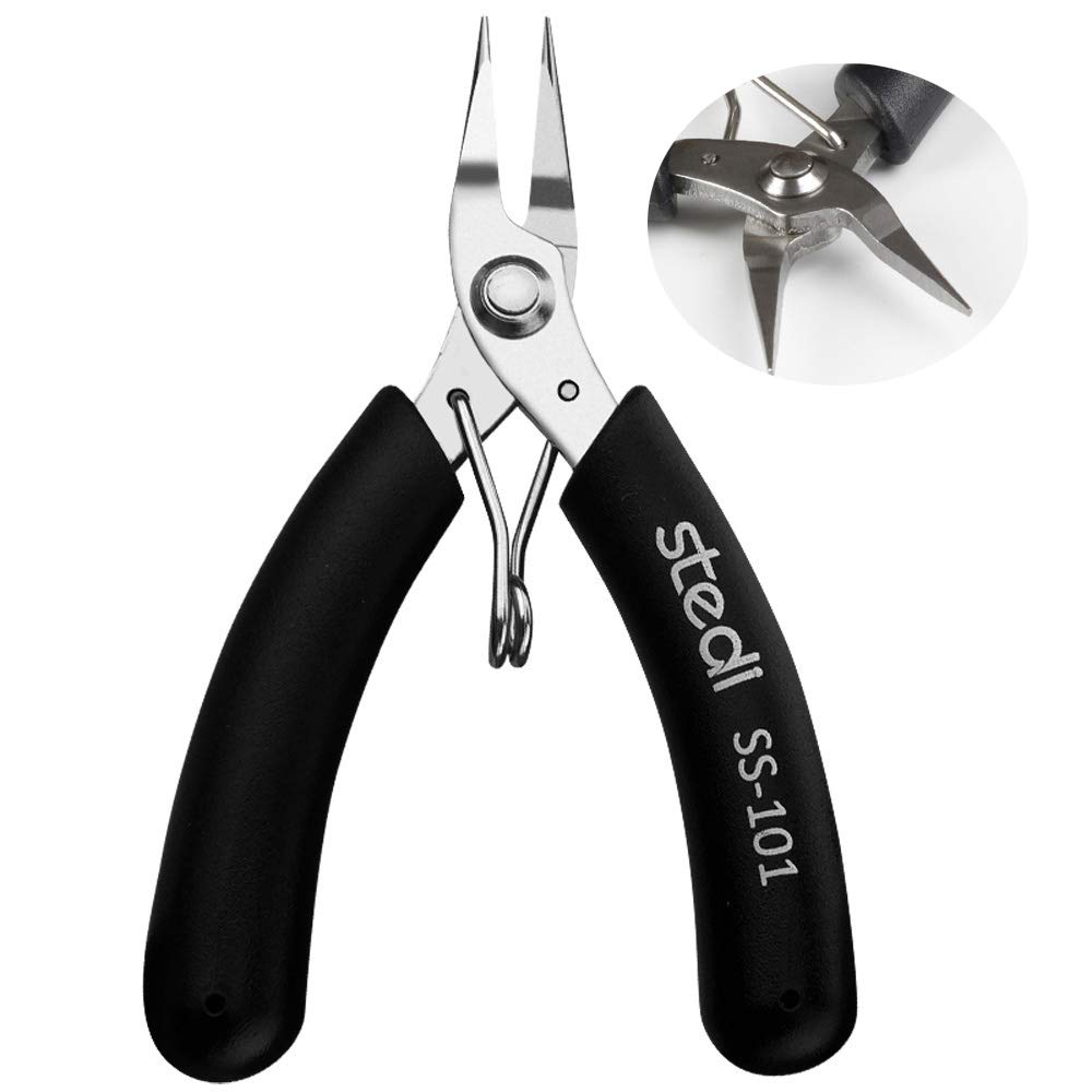 Stedi Black+Sliver Mini Round Flat Pliers Toothless Needle Nose Pliers With Spring For Jewellery Making Beading And Diy Crafts