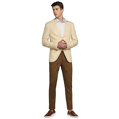 blackberrys Mens Solid Yellow Blazer