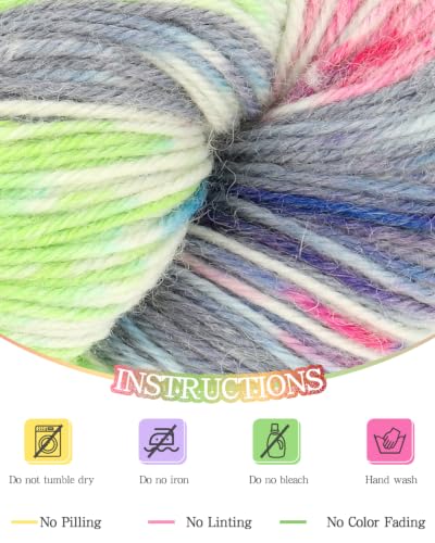 Image of Katech 6 Pack Wool Yarn for Crocheting-Sock Yarn for Knitting Green-Gray