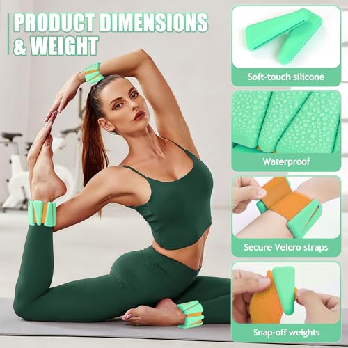 Image of BECOJADDE Ankle Weights for Women Wrist Weights Set of 2 (1 lb /2 lb Each) Adjustable Arm Leg Weight for Womens Men Suitable for Walking Swimming Running Pilates Yoga Gym