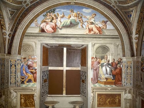 Cuadro en lienzo de Raphael Virtù Cardinali e Teologali para decoración de pared en salón 60x90cm