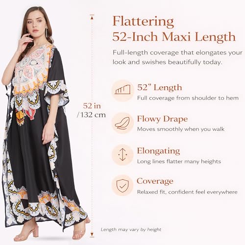 Image of Oussum Women Long Maxi Plus Size Polyester Kaftan Gown, Womens Kaftan Dresses Lounge Resort Wear, Plus Size Kaftan