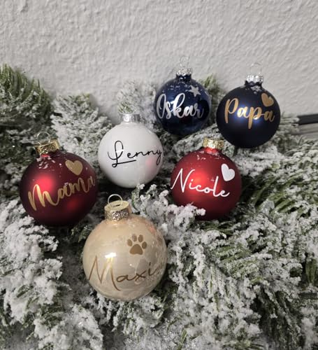 Weihnachtskugel mit Name personalisiert, verschiedene Farben, Glas...