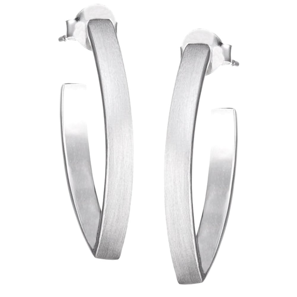 VINANI Klapp-Creolen aus 925 Sterling Silber I Nickelfreie Ohrringe für Damen I Mattierte Oberfläche mit Anlaufschutz I Allergikerfreundlich I Handarbeit in Juweliersqualität I CNX