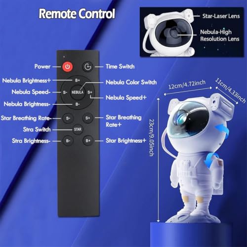 Image of fizzytech Astronaut Galaxy Projector Night Light, 360 Degree Rotating Nebula Star Projector with Remote Control, Timer and Adjustable Head, Space Lamp for Kids Bedroom, Gaming Room and Home Decor
