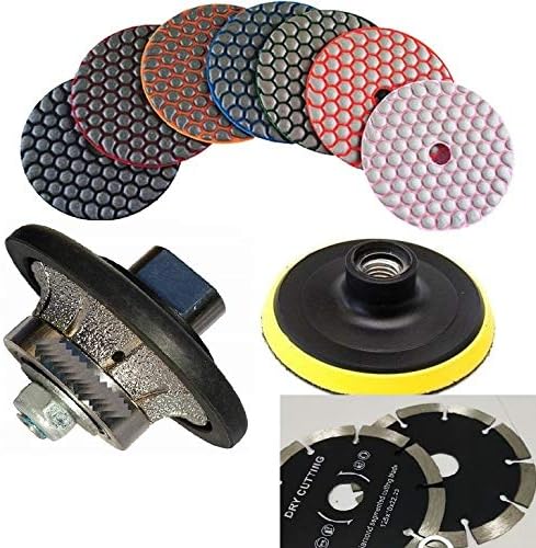 1/2" Diamond Roundover Bullnose Demi Bullnose Router Bit shaping wheel 6" Diamond matte dry polishing pad cutting blade 8+1 for stone granite concrete quartz marble floor tile countertop refinishing